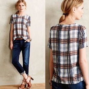 Fall 🍁Anthropologie Maeve Plaid Draped Top Sz L
